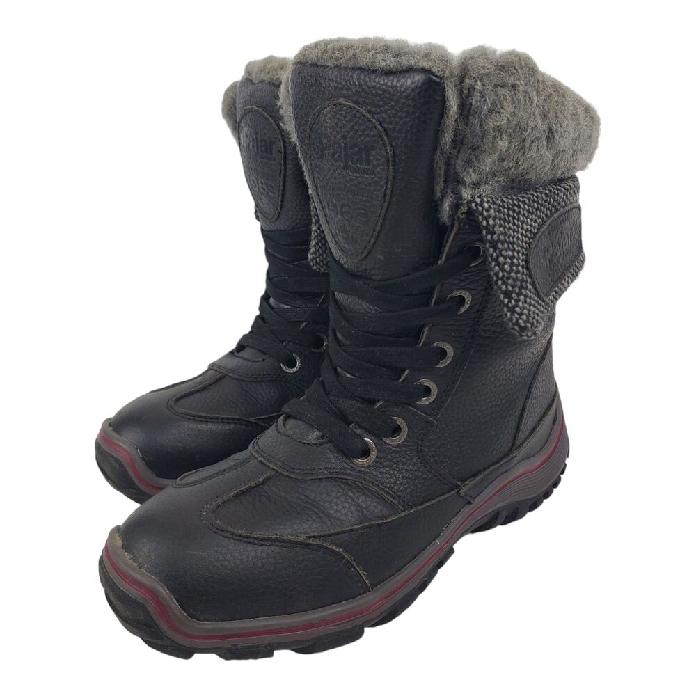 PAJAR Boots Womens Size 7-7.5 Brown Leather Waterproof Winter Fur Lined Outdoor